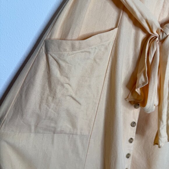 Gal Meets Glam | Vanessa Button-Down Linen Blend Dress in Butter Yellow - 2 - Picture 8 of 10